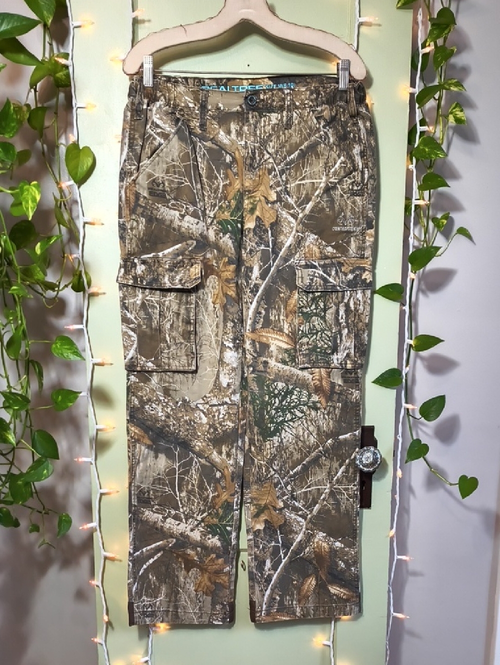 Men's Real Tree Edge Wood Forest Leaf Hunting Camo Cargo Pant M